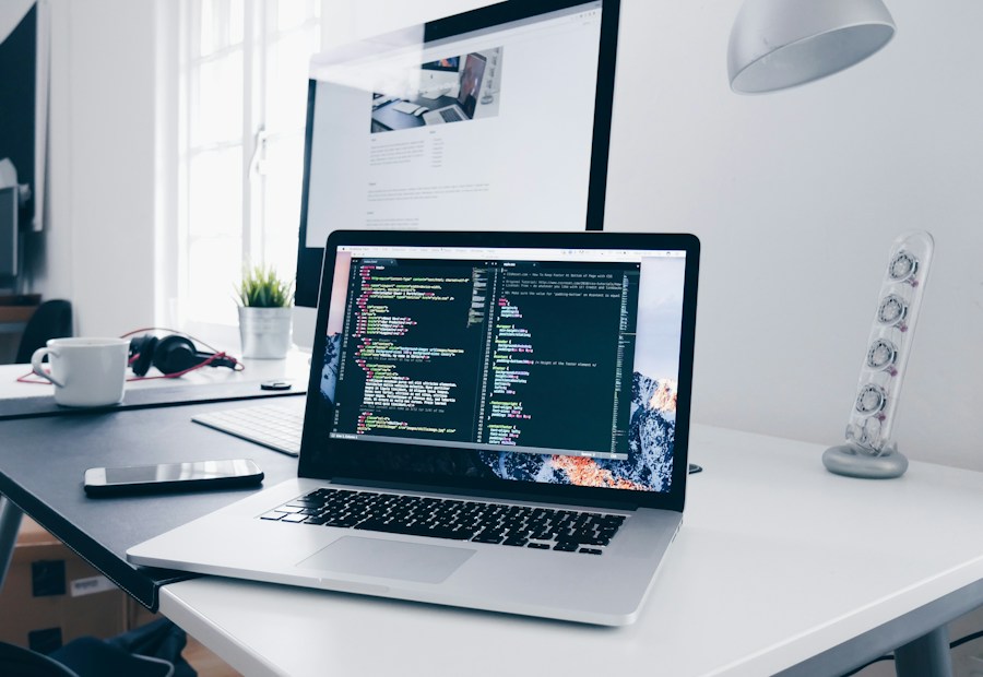 A developer working on a laptop